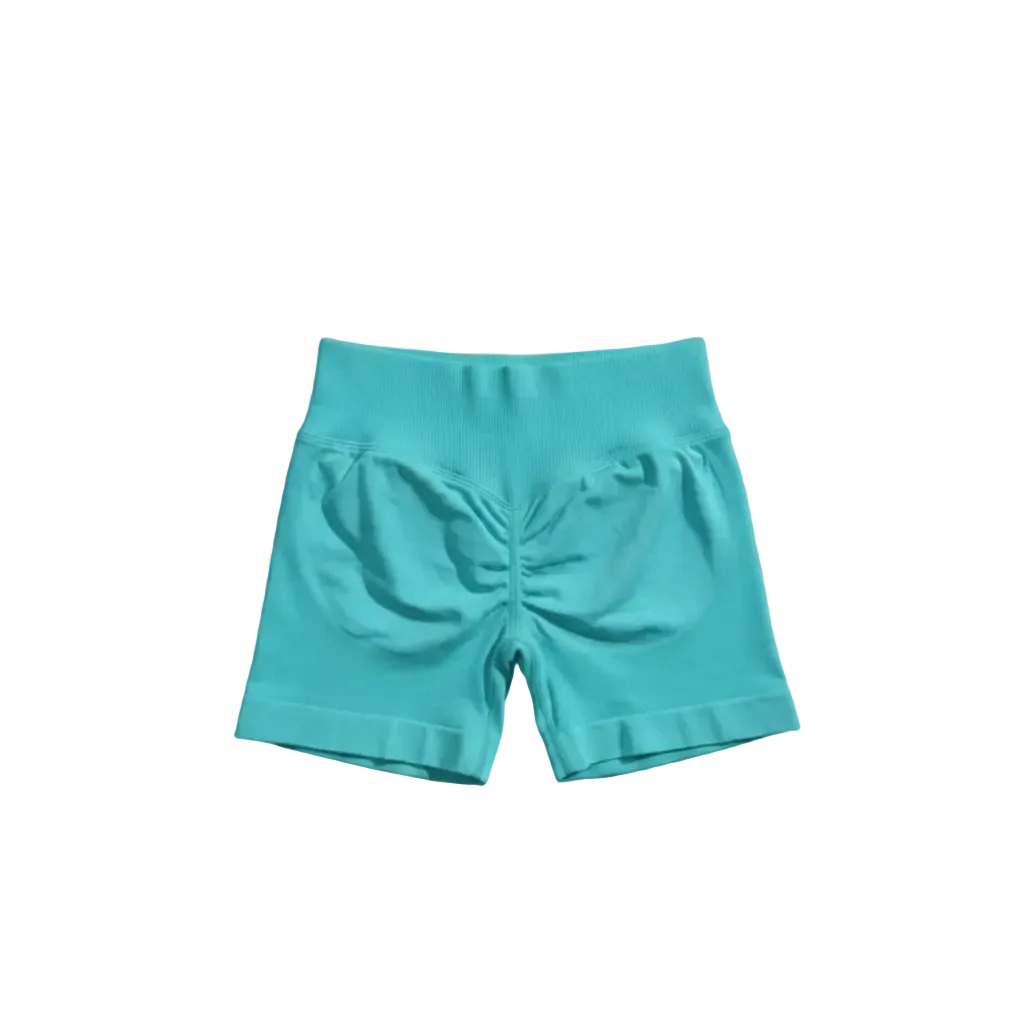 Turquoise shorts on a gray background
