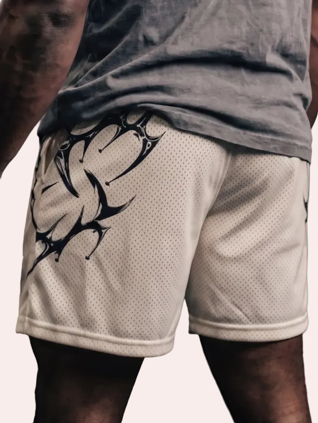Lift Apparel Apex Men's Performance Gym Shorts – Dark Cream Back View