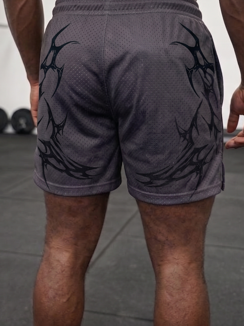 Lift Apparel Apex Men's Performance Gym Shorts – Gray Back View