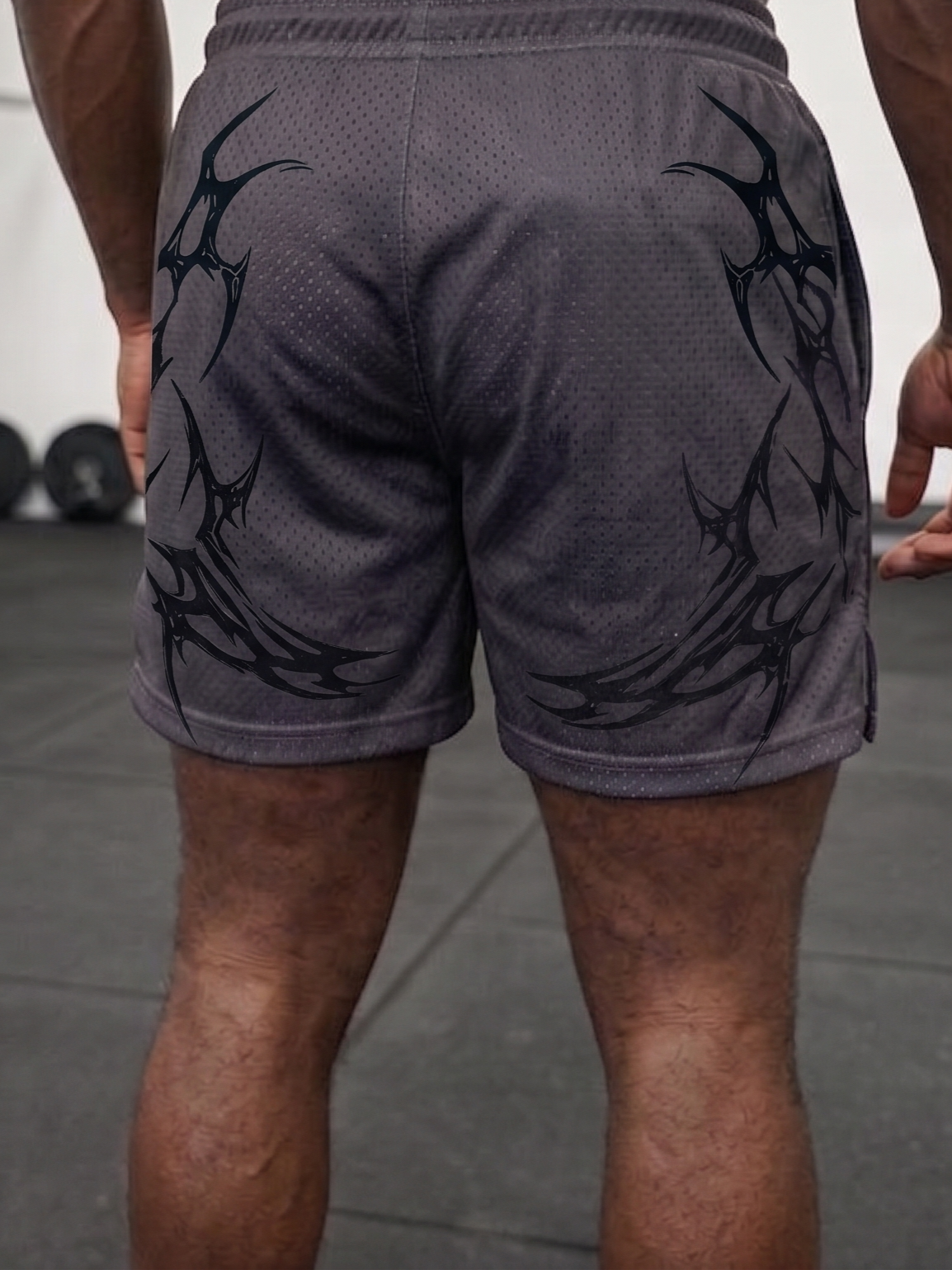 Lift Apparel Apex Men's Performance Gym Shorts – Gray Back View