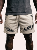 Lift Apparel Apex Men's Performance Gym Shorts – white-Front View