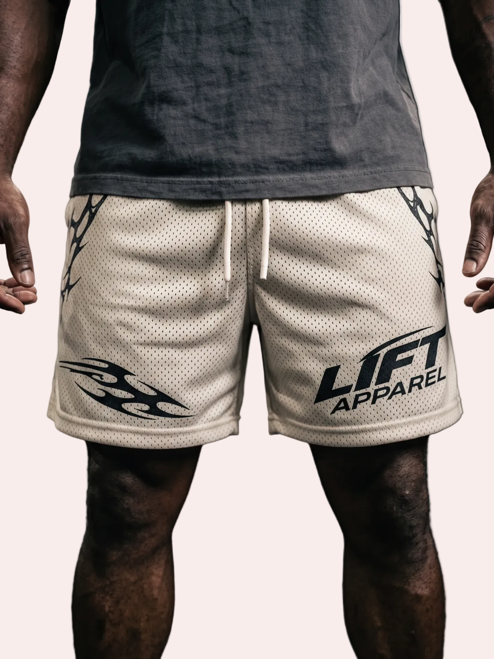 Lift Apparel Apex Men's Performance Gym Shorts – white-Front View