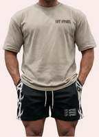 Lift Apparel Triple Lift Beige T-Shirt Close-Up – Premium Gym Wear